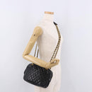 CHANEL Chain Shoulder Bag Lamb Skin Black Gold CC Auth BA13568-23
