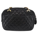 CHANEL Chain Shoulder Bag Lamb Skin Black Gold CC Auth BA13568-2
