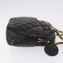 CHANEL Chain Shoulder Bag Lamb Skin Black Gold CC Auth BA13568-3