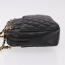 CHANEL Chain Shoulder Bag Lamb Skin Black Gold CC Auth BA13568-4