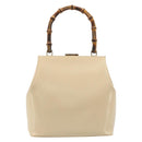 GUCCI Bamboo Hand Bag Leather Ivory Gold Auth BA13570-13