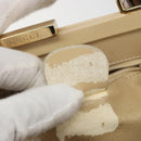 GUCCI Bamboo Hand Bag Leather Ivory Gold Auth BA13570-12