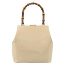 GUCCI Bamboo Hand Bag Leather Ivory Gold Auth BA13570-2