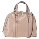 GUCCI Micro GG Canvas Bag Patent Leather 2way Beige Gold 309617 Auth BA13572-1