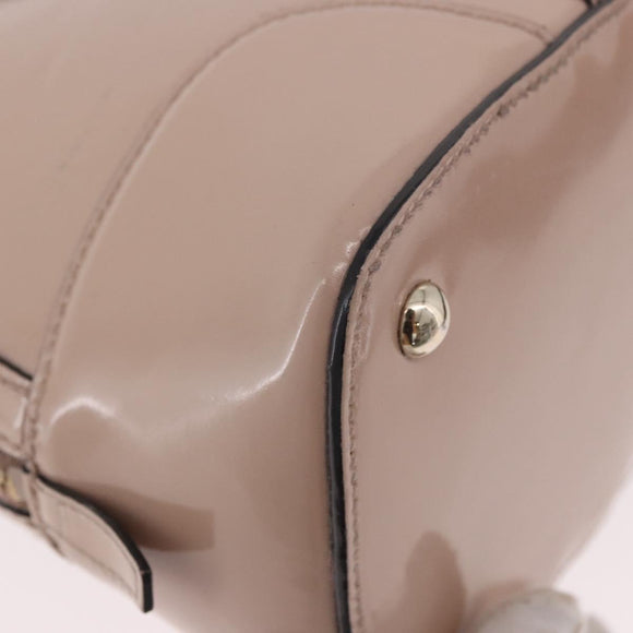 GUCCI Micro GG Canvas Bag Patent Leather 2way Beige Gold 309617 Auth BA13572