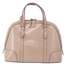GUCCI Micro GG Canvas Bag Patent Leather 2way Beige Gold 309617 Auth BA13572-2