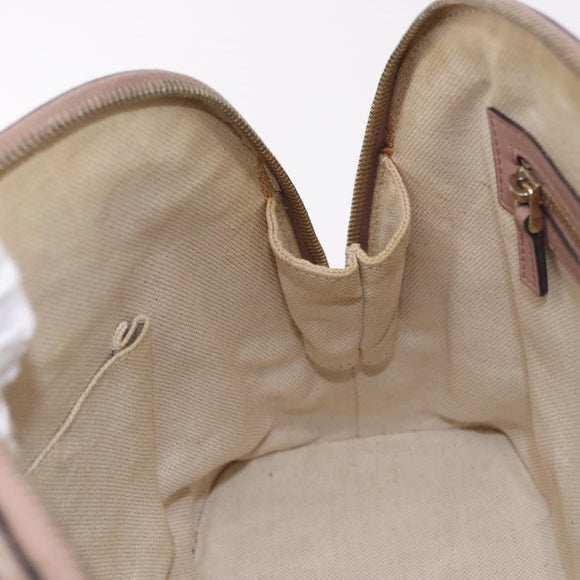 GUCCI Micro GG Canvas Bag Patent Leather 2way Beige Gold 309617 Auth BA13572