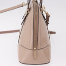 GUCCI Micro GG Canvas Bag Patent Leather 2way Beige Gold 309617 Auth BA13572-5