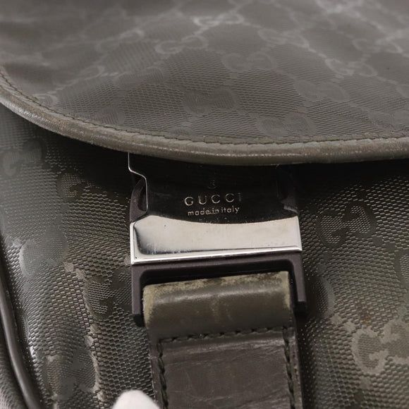 GUCCI GG Implementation Schoudertas PVC Khaki Zilver 201732 Auth BA13574
