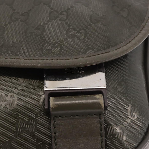 GUCCI GG Implementation Schoudertas PVC Khaki Zilver 201732 Auth BA13574