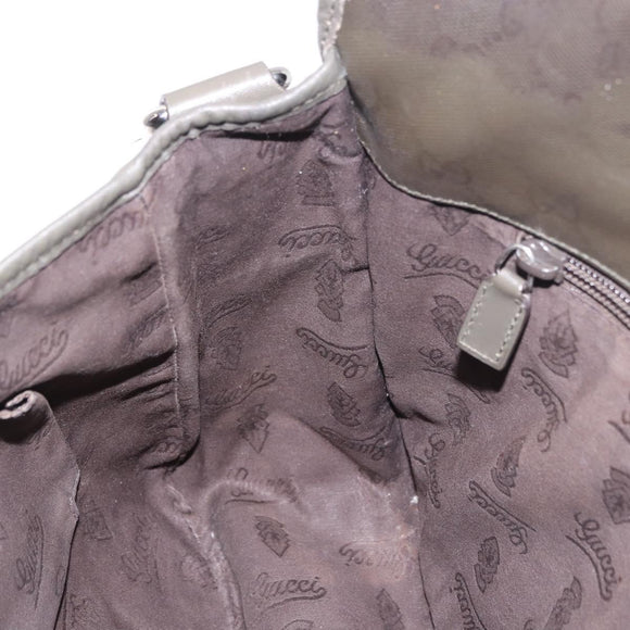 GUCCI GG Implementation Shoulder Bag PVC Khaki Silver 201732 Auth BA13574