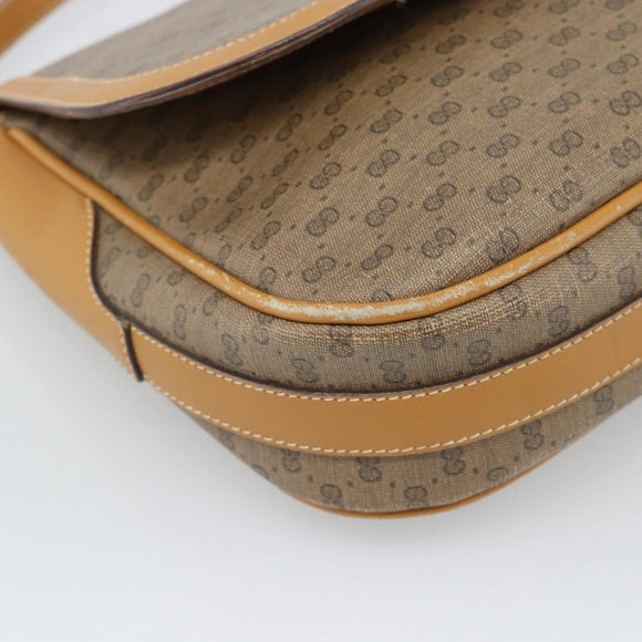 GUCCI Micro GG Supreme Web Sherry Line Tas Leer Beige Auth BA13575