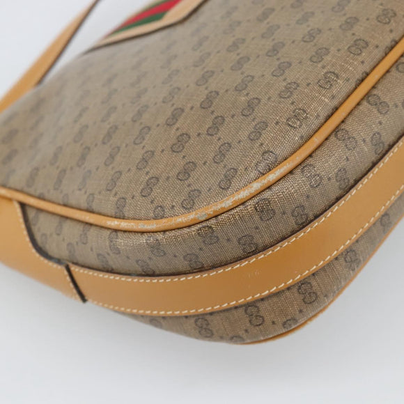 GUCCI Micro GG Supreme Web Sherry Line Tas Leer Beige Auth BA13575