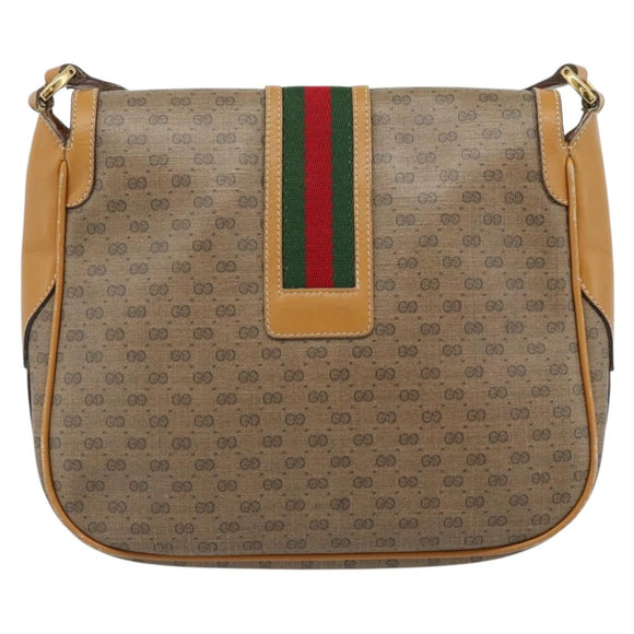 GUCCI Micro GG Supreme Web Sherry Line Bag Leather Beige Auth BA13575