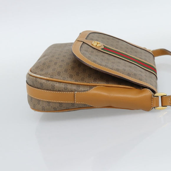 GUCCI Micro GG Supreme Web Sherry Line Bag Leather Beige Auth BA13575