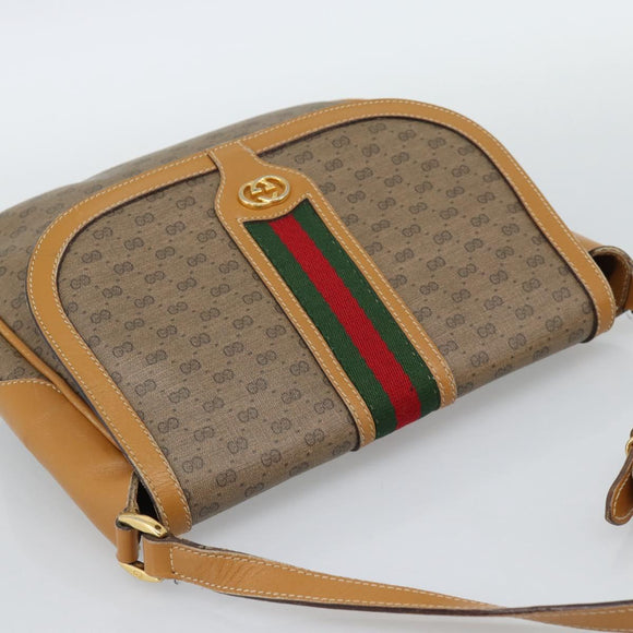 GUCCI Micro GG Supreme Web Sherry Line Bag Leather Beige Auth BA13575