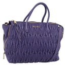 Miu Miu Hand Bag Leather 2way Purple Gold Auth BA13576V-1