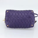 Miu Miu Hand Bag Leather 2way Purple Gold Auth BA13576V-5