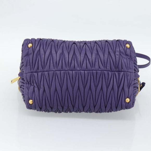 Miu Miu Hand Bag Leather 2way Purple Gold Auth BA13576V