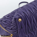 Miu Miu Hand Bag Leather 2way Purple Gold Auth BA13576V-18