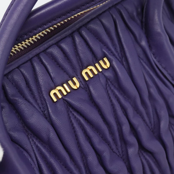 Miu Miu Hand Bag Leather 2way Purple Gold Auth BA13576V