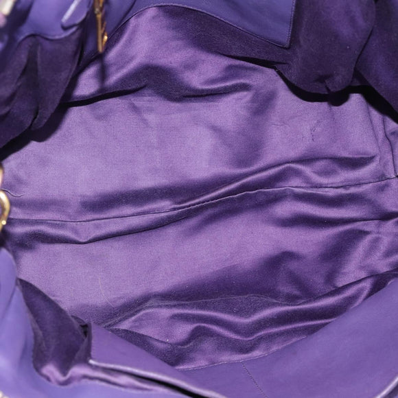 Miu Miu Hand Bag Leather 2way Purple Gold Auth BA13576V
