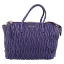Miu Miu Hand Bag Leather 2way Purple Gold Auth BA13576V-13