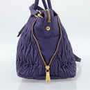 Miu Miu Hand Bag Leather 2way Purple Gold Auth BA13576V-4