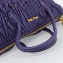 Miu Miu Hand Bag Leather 2way Purple Gold Auth BA13576V-7
