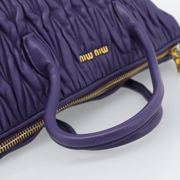 Miu Miu Hand Bag Leather 2way Purple Gold Auth BA13576V