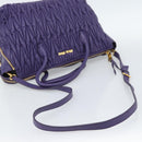Miu Miu Hand Bag Leather 2way Purple Gold Auth BA13576V-8
