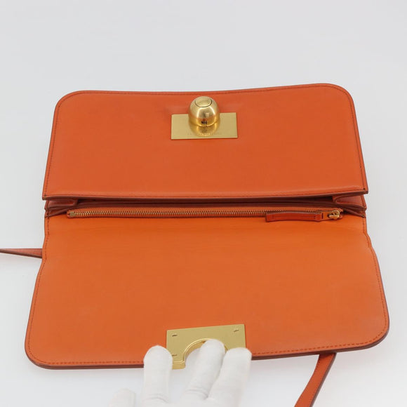 BOTTEGA VENETA Shoulder Bag Leather Orange Gold Auth BA13577V