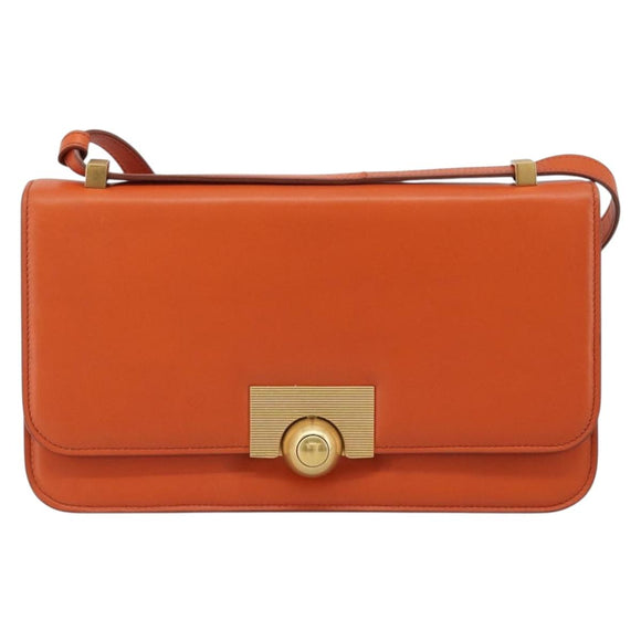 BOTTEGA VENETA Shoulder Bag Leather Orange Gold Auth BA13577V