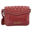 Miu Miu Shoulder Bag Leather Red Gold Auth BA13578A-2