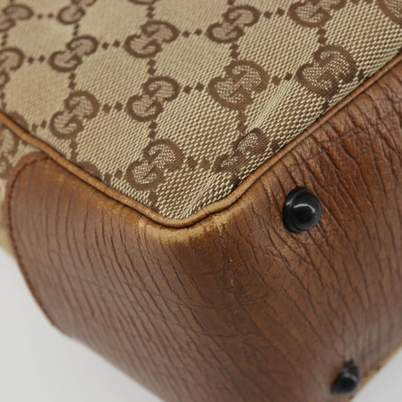 GUCCI GG Canvas Bamboo Tote Bag Beige 112526 Auth BA13579A