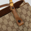 GUCCI GG Canvas Bamboo Tote Bag Beige 112526 Auth BA13579A-15