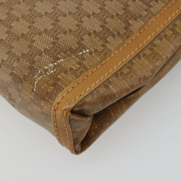 CELINE Macadam Canvas Shoulder Bag PVC Beige Gold Auth BA13580