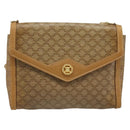 CELINE Macadam Canvas Shoulder Bag PVC Beige Gold Auth BA13580-13