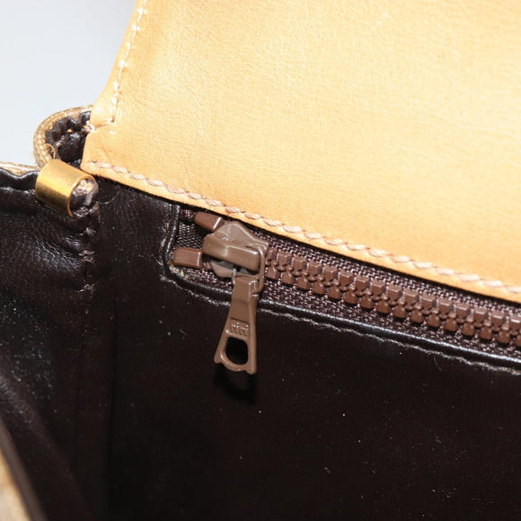CELINE Macadam Canvas Shoulder Bag PVC Beige Gold Auth BA13580