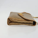 CELINE Macadam Canvas Shoulder Bag PVC Beige Gold Auth BA13580-4