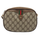 GUCCI GG Supreme Web Sherry Line Bag PVC Beige Gold 007 58 6112 Auth BA13581-13