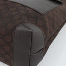 GUCCI GG Canvas Tote Bag Nylon Brown Silver 180450 Auth BA13588A-10