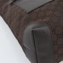 GUCCI GG Canvas Tote Bag Nylon Brown Silver 180450 Auth BA13588A-11