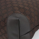 GUCCI GG Canvas Tote Bag Nylon Brown Silver 180450 Auth BA13588A-12