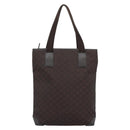 GUCCI GG Canvas Tote Bag Nylon Brown Silver 180450 Auth BA13588A-3