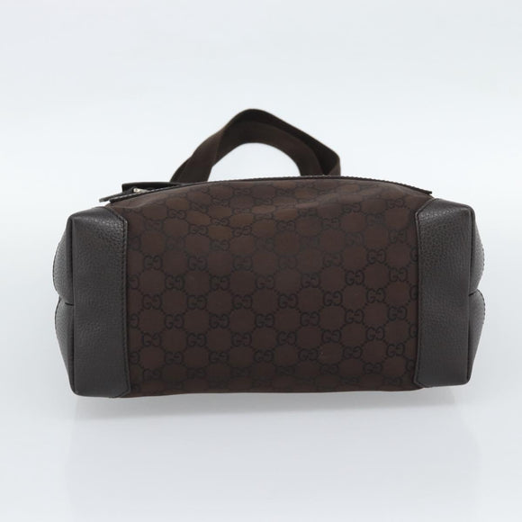 GUCCI GG Canvas Tote Bag Nylon Brown Silver 180450 Auth BA13588A