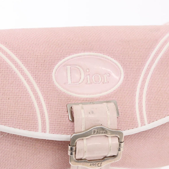 Christian Dior Trotter Canvas Shoulder Bag Pink Silver Auth BA13589A