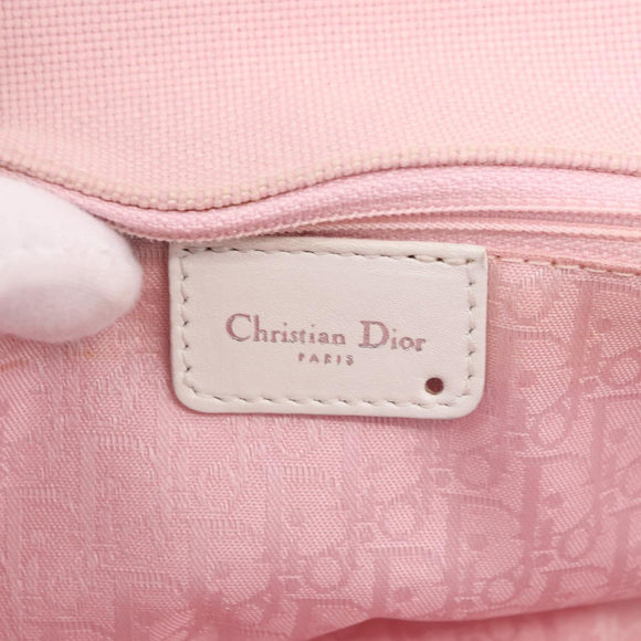 Christian Dior Trotter Canvas Shoulder Bag Pink Silver Auth BA13589A