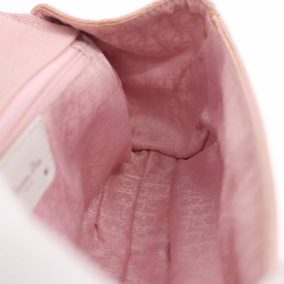 Christian Dior Trotter Canvas Shoulder Bag Pink Silver Auth BA13589A