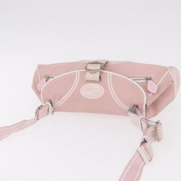 Christian Dior Trotter Canvas Shoulder Bag Pink Silver Auth BA13589A
